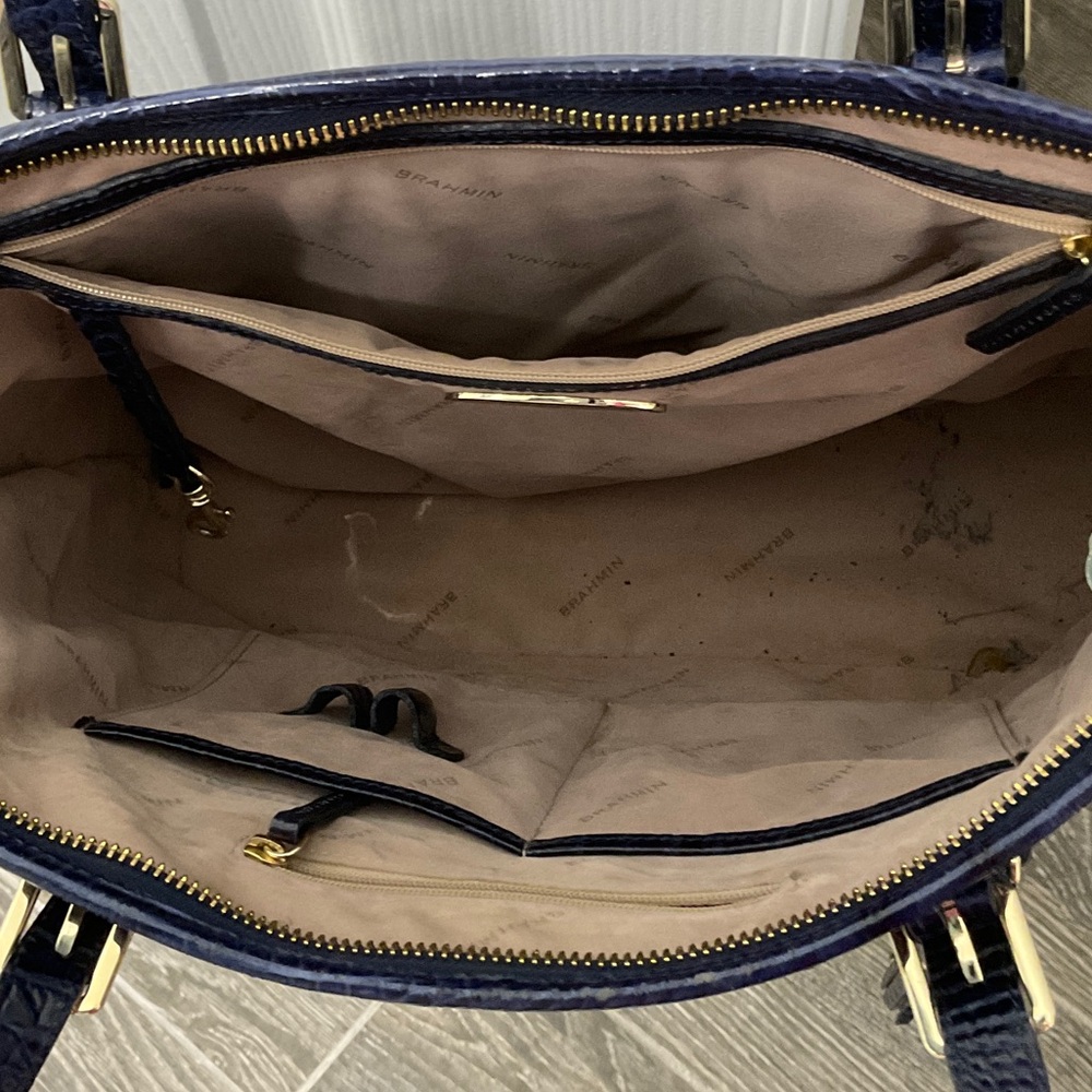 Navy Brahmin Medium Asher-Ink Leather tote - Picture 6 of 7